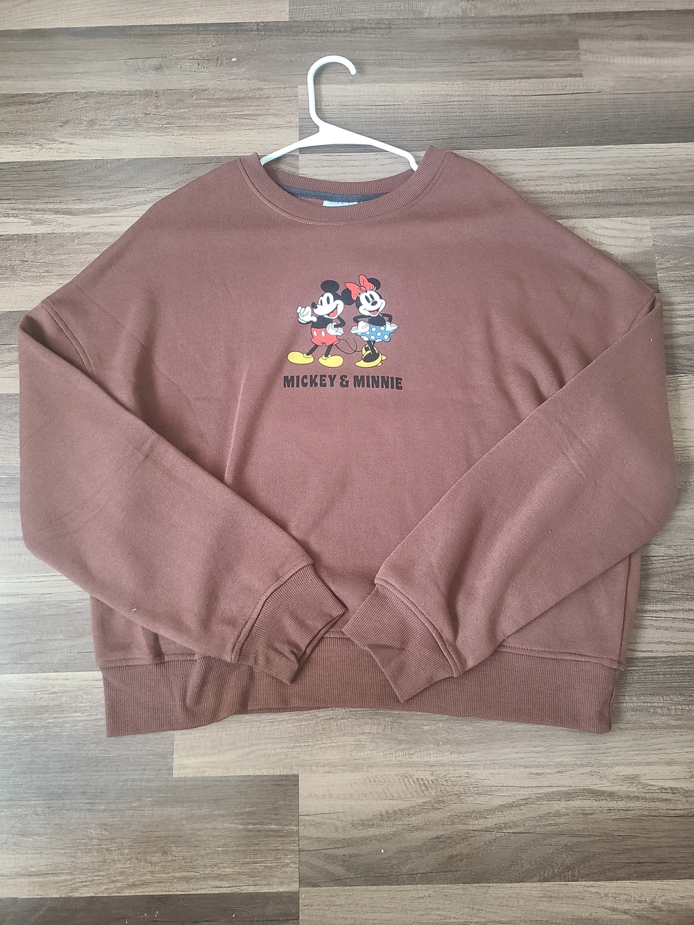 Disney Brown Mickey & Minnie Crewneck Sweatshirt